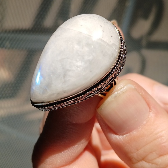 New Rainbow Moonstone 925 Silver Ring. - Picture 6 of 12
